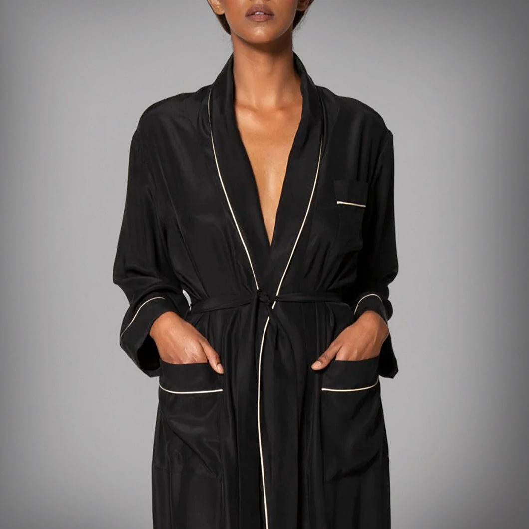 ROBE - Black with Crème Piping