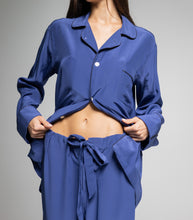 Load image into Gallery viewer, PAJAMA- Mediterranean Blue with Black Piping
