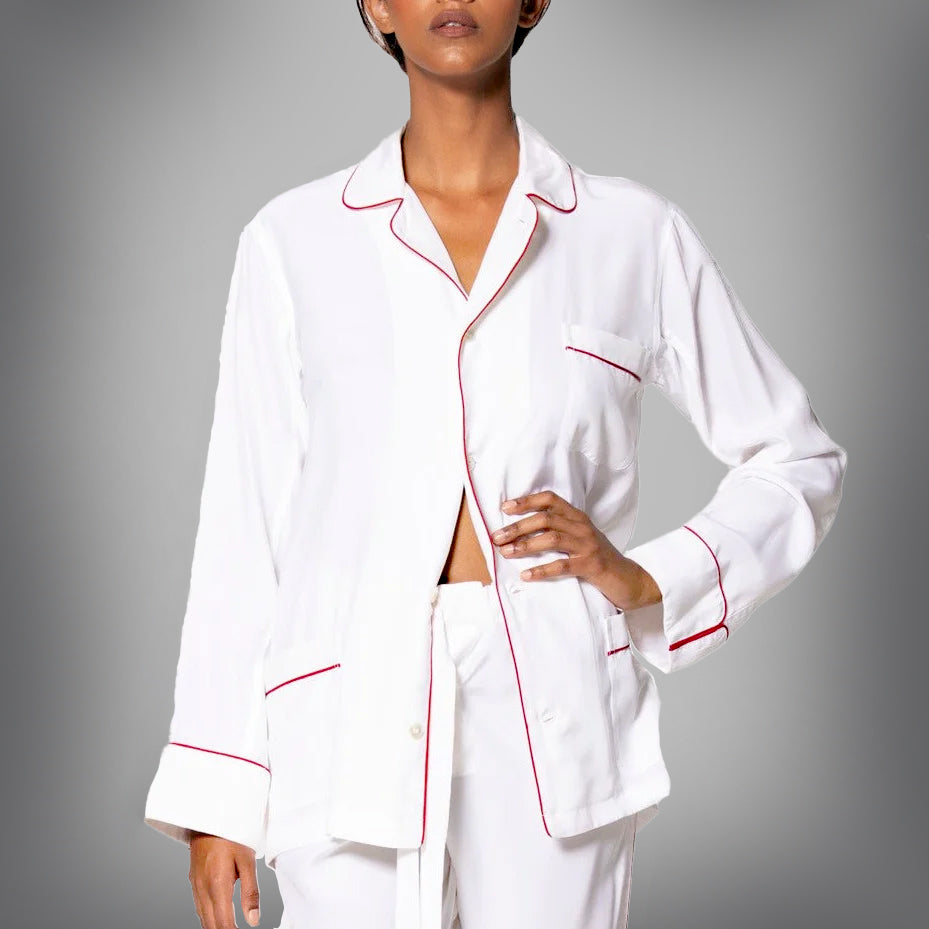 PAJAMA - White with Red Piping